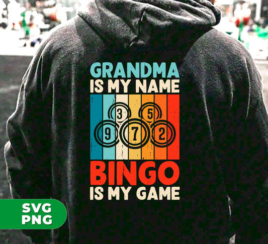 Get ready to show off your love for bingo with our "Grandma Is My Name, Bingo Is My Game" retro bingo design! This digital file features a high-quality PNG sublimation, ensuring a crisp and clear print for all your bingo needs. Perfect for any bingo enthusiast, whether you're a grandma or just love the game.