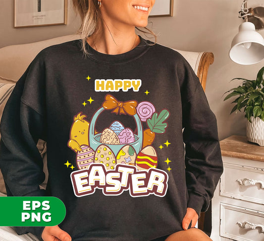 Celebrate Easter with this charming basket of colorful eggs and digital files. Perfect for sublimation printing, these PNG files will bring a touch of love to any project. Spread joy with Happy Easter and show your appreciation for the spring season.
