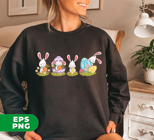Celebrate Easter with these adorable digital files! 4 Bunnies Easter and colorful Easter eggs are included in this download, perfect for your next sublimation project. Enhance your designs with these high-quality Png files. Happy Easter!