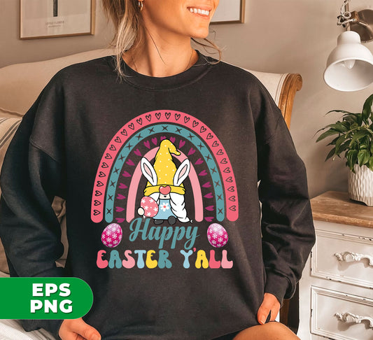 Celebrate Easter with these charming designs! The Happy Easter Y'All, Easter Day, and Easter Rainbow prints will bring joy to your decorations. The Easter Gnome adds a touch of whimsy, and the digital files make it easy to use them for any project. PNG sublimation ensures high-quality images every time.