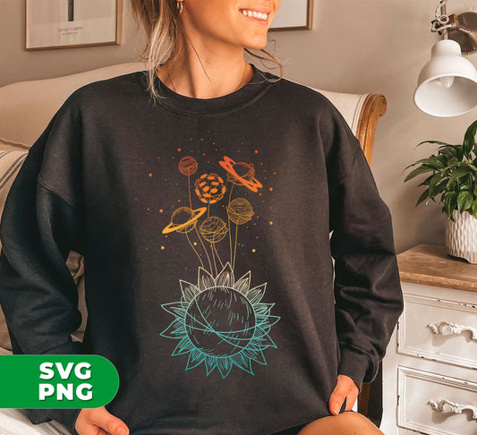 Discover the wonders of the Universe with this Funny Sunflower Solar System design. Perfect for Science Lovers and aspiring Astronauts, this design can be used for digital projects and sublimation printing. Explore Science in a creative way with these high-quality PNG files.