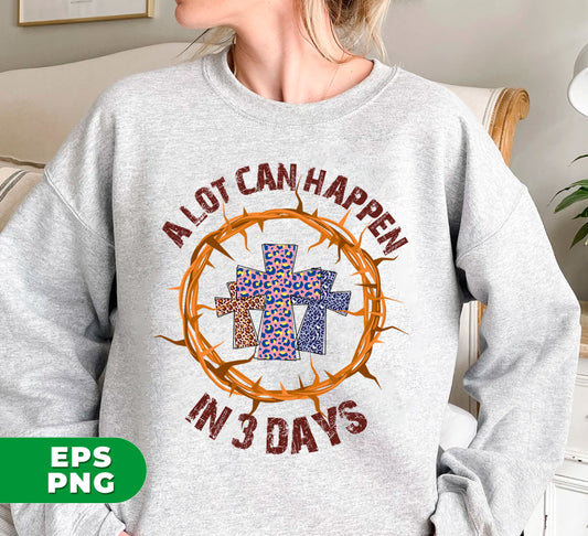 Experience the power of belief with "A Lot Can Happen In 3 Days." This Christian gift will inspire children this Easter season with its digital files and vibrant Png sublimation. Teach them the importance of faith and perseverance with this unique gift.
