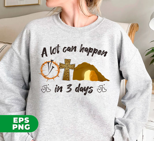 Discover the perfect Easter gift for kids with these digital files featuring the message "A Lot Can Happen In 3 Days". Sublimation-ready PNG files make creating personalized gifts a breeze. Celebrate the true meaning of Easter with this thoughtful and creative present.