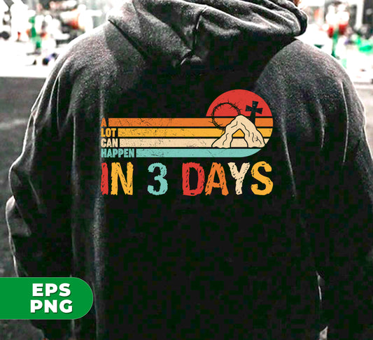 Take a nostalgic trip back to Easter with Retro Easter. Featuring the powerful message "A Lot Can Happen In 3 Days", these digital files in PNG format are perfect for sublimation. Relive and share the timeless story in a modern way.