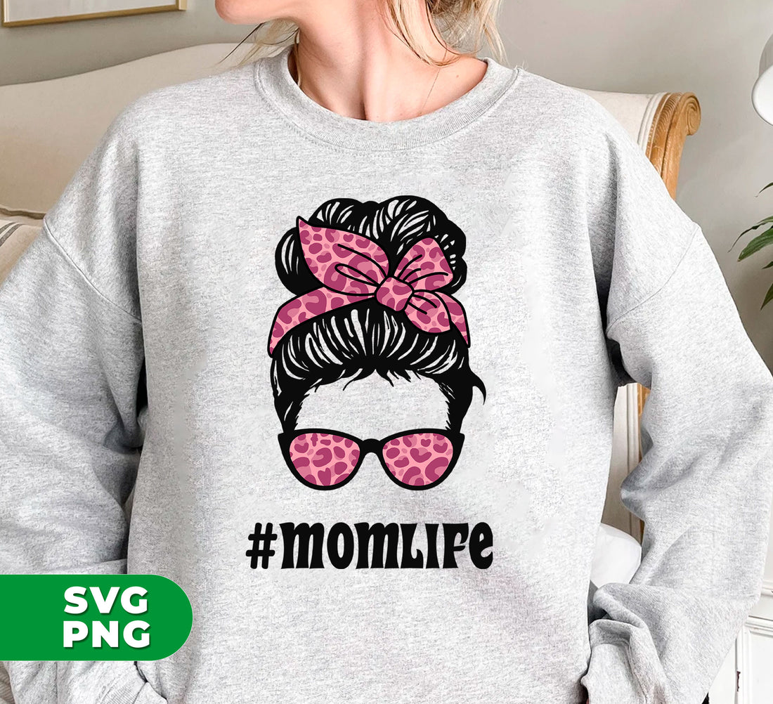 Show off your fabulous mom style with this Pink Leopard Mess Bun Mom design, perfect for Mother's Day! Digital files in PNG format make it easy to use on any project. Get your momlife on with this one-of-a-kind gift!