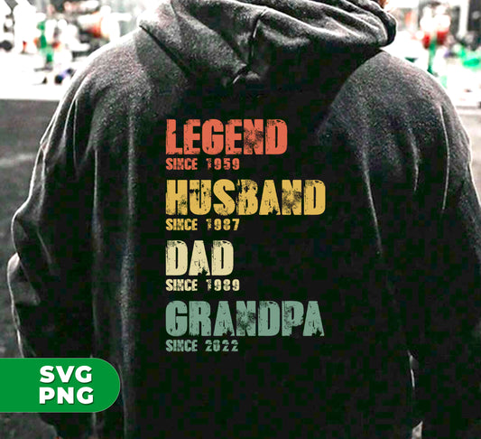 Introducing our Legend, Husband, Dad, Grandpa Retro Dad Father's Day gift. These digital files in PNG format are perfect for sublimation and will make any dad feel like a legend. Show your appreciation for all the men in your life with this unique and retro design.