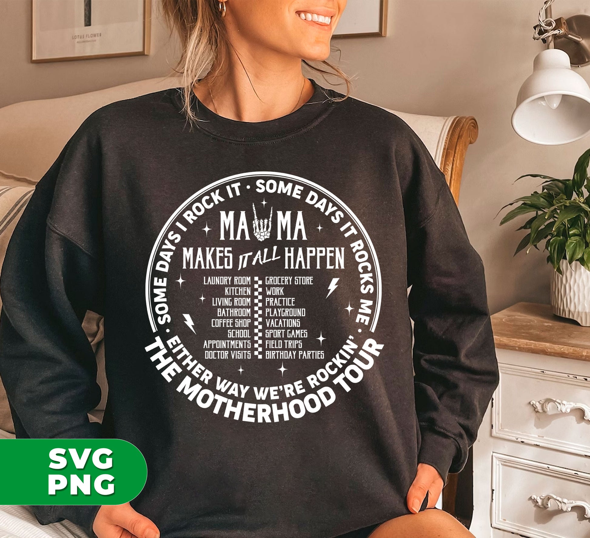 Rock your motherhood journey with The Motherhood Tour! Whether you're nailing it or it's nailing you, our digital files in PNG sublimation will keep you rocking. Perfect for capturing and celebrating the highs and lows of parenting. No matter what, we've got you covered.