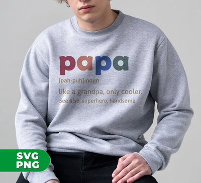 Papa Meaning, Love Papa, Father's Day Gift, Retro Daddy, Digital Files, Png Sublimation