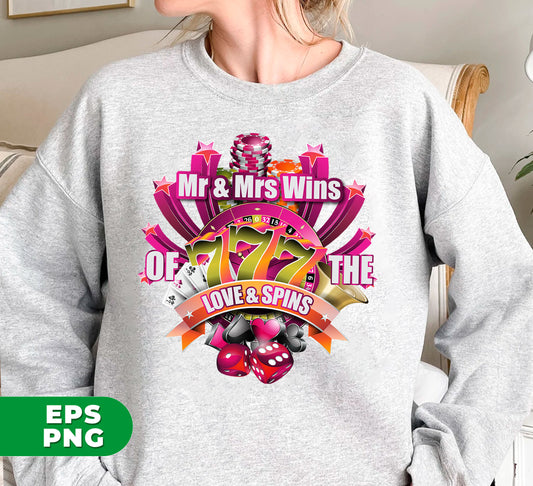 Mr & Mrs Wins, Love And Spins, Love Gamble Png, Casino Game, Las Vegas Game, Casino Lover, Digital Files, Png Sublimation