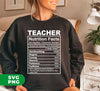 Teacher Nutrition Facts, Teacher Gift, Gift For Teacher, Digital Files, Png Sublimation