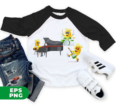 Banana Band, Banana Music Band, Banana Drum, Banana Guitarist, Banana Piano, Digital Files, Png Sublimation