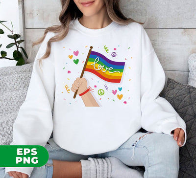 Pride Month, LGBT Gifts, LGBT Flag, Love And Peace, Digital Files, Png Sublimation