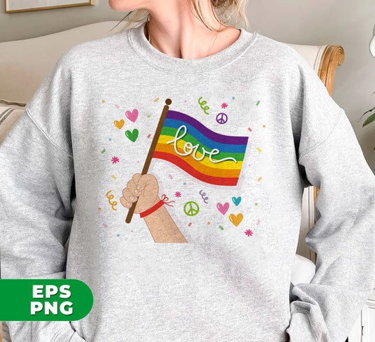 Pride Month, LGBT Gifts, LGBT Flag, Love And Peace, Digital Files, Png Sublimation