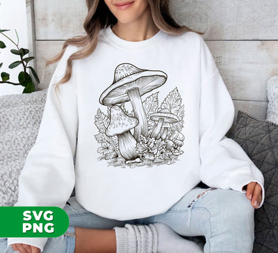 Aesthetic Mushroom, Cottagecore Design, Mushroom Lineart, Digital Files, Png Sublimation