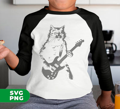 Cat Artist, Cat Guitarist, Love Music, Love Guitar, Music Lover, Digital Files, Png Sublimation