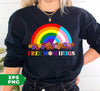 Free Mom Hugs, Groovy Flower, Pride Rainbow, LGBT Gift, LGBTQ+, Pride Month, Digital Files, Png Sublimation