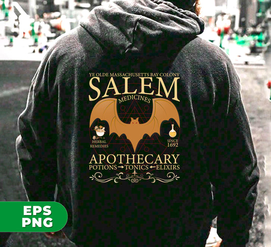 Salem Medicines, Salem Apothecary, Retro Halloween, Salem Witches, Salem 1692, Digital Files, Png Sublimation