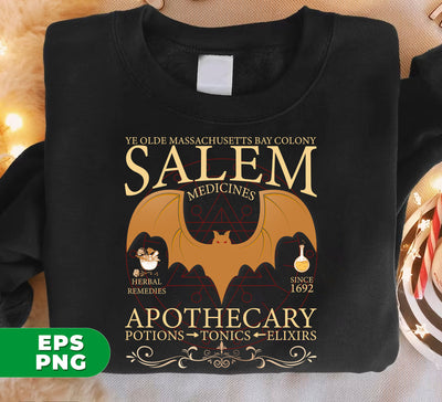 Salem Medicines, Salem Apothecary, Retro Halloween, Salem Witches, Salem 1692, Digital Files, Png Sublimation