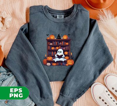 Ghost Book Reader, Reading Book Lover, Bookworm Halloween, Boo Love Books, Reading Boo Enthusiast, Digital Files, Png Sublimation