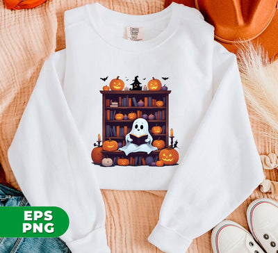 Ghost Book Reader, Reading Book Lover, Bookworm Halloween, Boo Love Books, Reading Boo Enthusiast, Digital Files, Png Sublimation