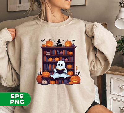 Ghost Book Reader, Reading Book Lover, Bookworm Halloween, Boo Love Books, Reading Boo Enthusiast, Digital Files, Png Sublimation