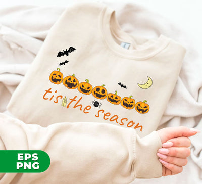 Tis The Season, Happy Halloween, Spooky Season, Pumpkins With Bats, Halloween Gift, Digital Files, Png Sublimation