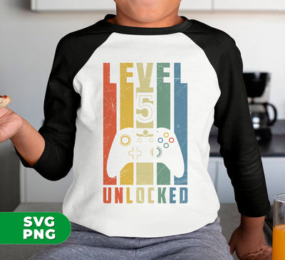 Level 5 Unlocked, Official 5th Birthday, Funny Birthday, Best 5th Birthday, Gamer Birthday, Digital Files, Png Sublimation