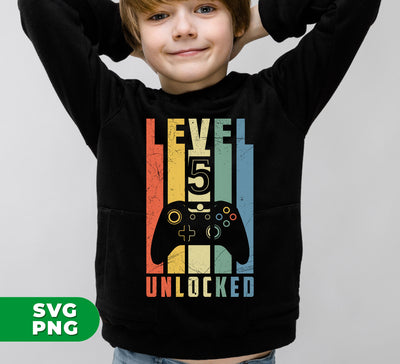 Level 5 Unlocked, Official 5th Birthday, Funny Birthday, Best 5th Birthday, Gamer Birthday, Digital Files, Png Sublimation