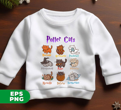 Vibrant Anime, Potter Cats, Love Cat, Funny Cat, Love Cats, Love Potter, Potter Lover, Digital Files, Png Sublimation