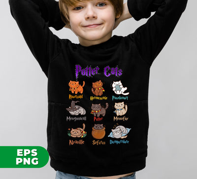 Vibrant Anime, Potter Cats, Love Cat, Funny Cat, Love Cats, Love Potter, Potter Lover, Digital Files, Png Sublimation