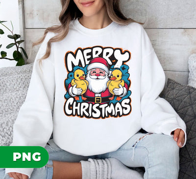 Love Santa, Merry Christmas, Cute Duck Couple, Baby Duck Xmas, Digital Files, Png Sublimation