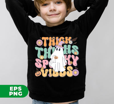 Thick Thighs Spooky Vibes, Cute Boo, Cute Ghost, Trendy Halloween, Happy Halloween, Digital Files, Png Sublimation