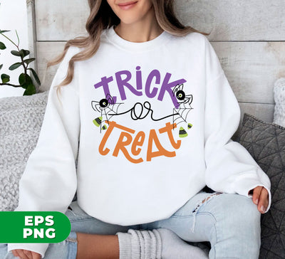 Trick Or Treat, Happy Halloween, Spider Web, Halloween Gift, Digital Files, Png Sublimation