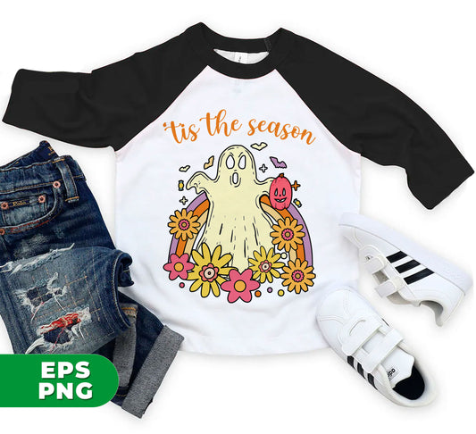 Tis The Season, Cute Boo, Cute Ghost, Flower And Rainbow, Digital Files, Png Sublimation