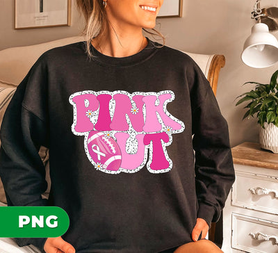 Pink Out Cancer, Football Coquette, Cancer Awareness, Digital Files, Png Sublimation