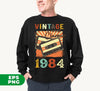 Vintage 1984, Birthday 1984 Retro, Classic 1984, Cassette 1984, Digital Files, Png Sublimation