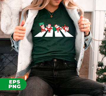 Santa Cross The Road, Santa Xmas, Cross On A Street, Digital Files, Png Sublimation