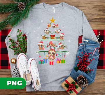 Sloth Christmas Tree, Funny Xmas Holiday Lights Gifts, Merry Christmas Sloth Digital Download
