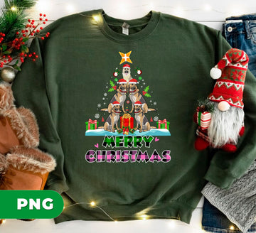 Christmas Dogs, Merry Christmas Tree Dog Clipart, Santa Hat Puppies Sublimation, Xmas Gift