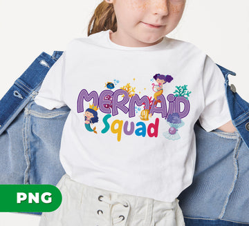 Mermaid Squad PNG Girl Birthday Sublimation Design, Cute Mermaid Clipart for Kids Shirt, Under the Sea Party Graphic, Instant Download PNG