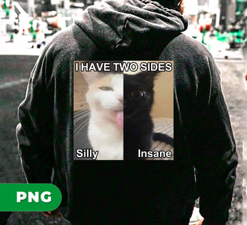Funny Cat Meme I Have Two Sides Silly And Insane, Split Personality Cat PNG, Humor Animal Meme Sublimation, PNG For Shirts, PNG Sublimation