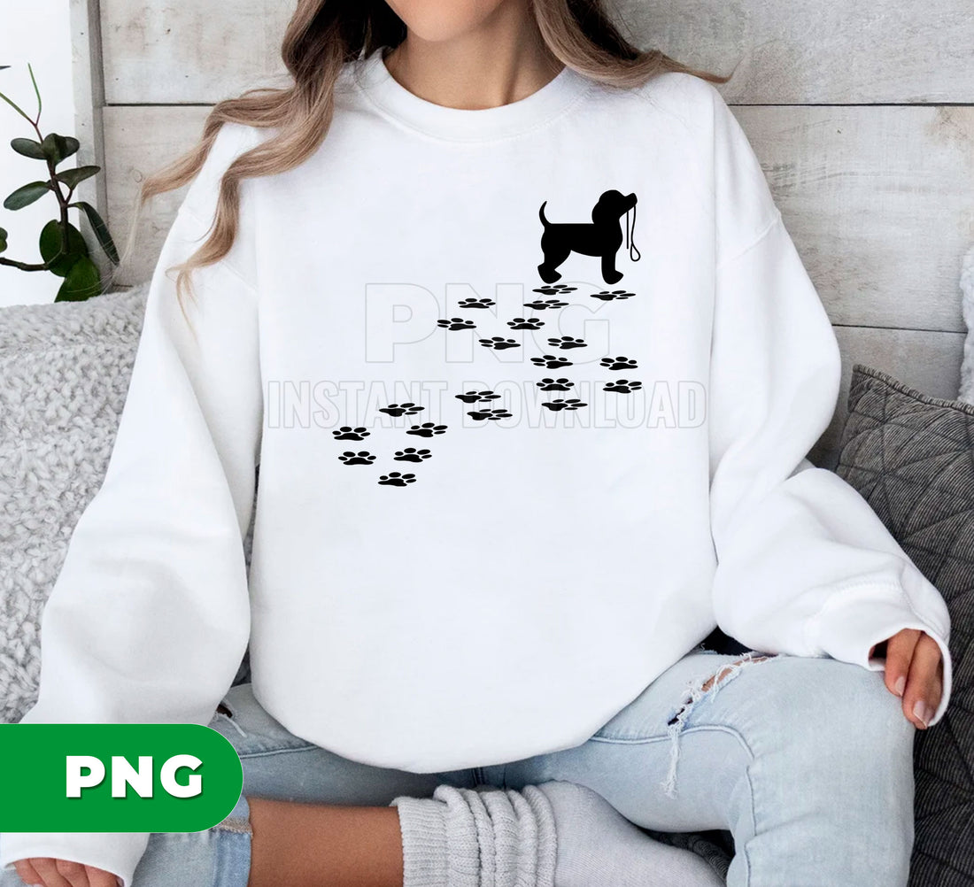 Dog Paw Prints PNG, Puppy Walking Sublimation Design, Cute Pet Footprints Clipart, Dog Lover Digital Download, Animal Trail Graphic
