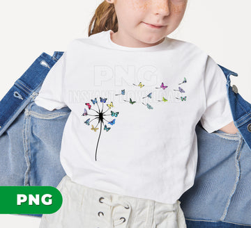 Colorful Dandelion Butterfly Flower Nature Silhouette Flying Insects Garden Spring Summer Png File