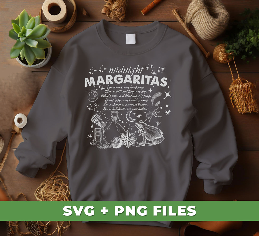 These digital files featuring Midnight Margaritas, Magic Girl, Local Witches, and Magic Night are perfect for sublimation projects. With .png files, you can easily make custom apparel designs.
