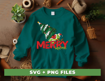 Merry Grinchmas, Merry Christmas, Grinch With Xmas Tree, Digital Files, Png Sublimation