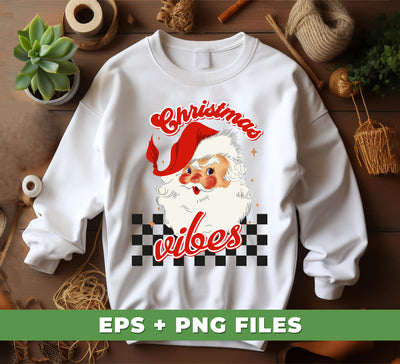 Christmas Vibes, Groovy Xmas, Cute Santa, Santa Face, Digital Files, Png Sublimation