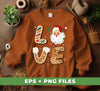 Love Christmas, Love Santa, Merry Christmas, Trendy Xmas, Digital Files, Png Sublimation