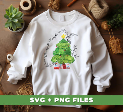 Merry And Bright, Christmas Tree, Love Christmas, Digital Files, Png Sublimation