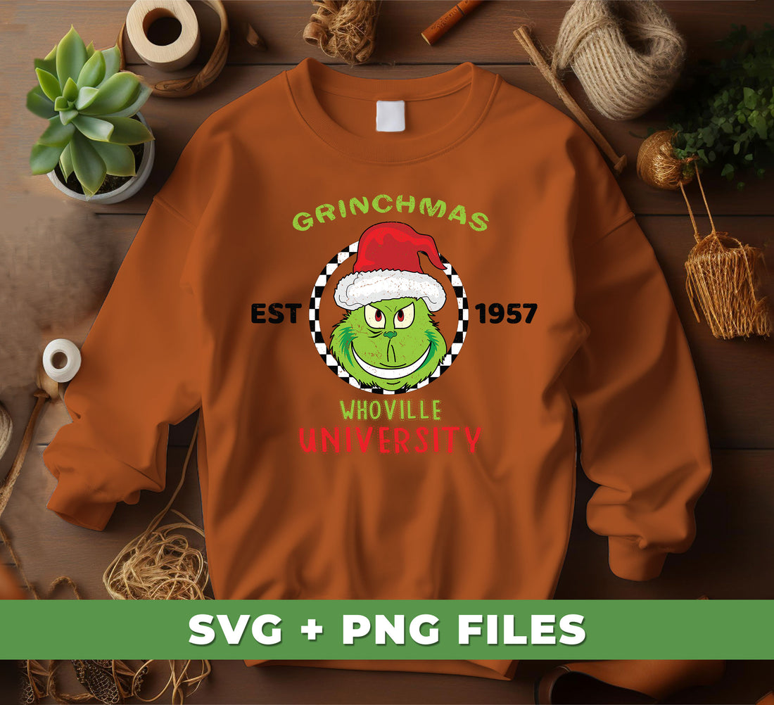 Grinchmas Whoville University is the perfect addition to your holiday season! Established in 1957, this licensed digital file in PNG format is ideal for use in sublimation projects. A unique Christmas treat, it's sure to delight any Whoville fan this holiday season!