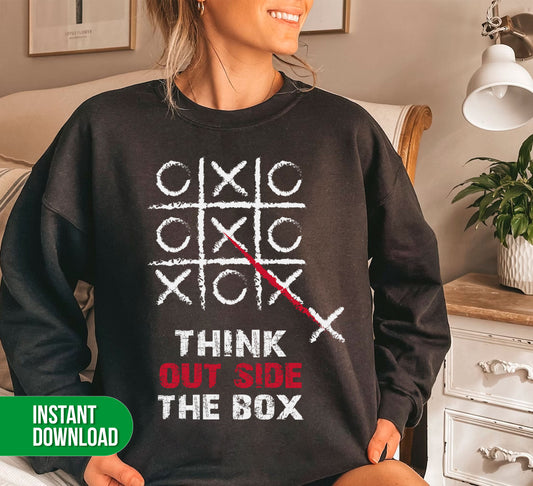 Think Outside The Box, Tic-Tac-Toe Game, Think What You Want, Digital Files, Png Sublimation